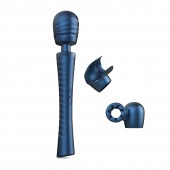 Синий вибромассажёр с насадками Man.wand Edgy - Manwan - в Люберцах купить с доставкой