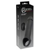 Черная вибронасадка для пениса с хомутом для мошонки и пультом ДУ Remote Controlled Penis Extension - Orion - в Люберцах купить с доставкой