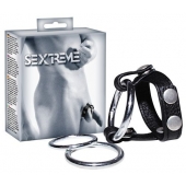 Подхват для мошонки с 3 съемными эрекционными кольцами Leder-Riemen - Orion - в Люберцах купить с доставкой