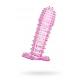 Гелевая розовая насадка с шипами - 12 см. - Toyfa Basic - в Люберцах купить с доставкой