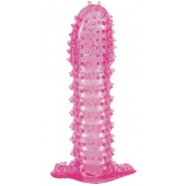 Гелевая розовая насадка с шипами - 12 см. - Toyfa Basic - в Люберцах купить с доставкой