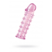 Гелевая розовая насадка на фаллос с шипами - 12 см. - Toyfa Basic - в Люберцах купить с доставкой