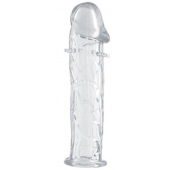 Гладкая прозрачная насадка с усиками под головкой - 12,5 см. - Toyfa Basic - в Люберцах купить с доставкой