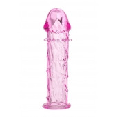 Гладкая розовая насадка с усиками под головкой - 12,5 см. - Toyfa Basic - в Люберцах купить с доставкой