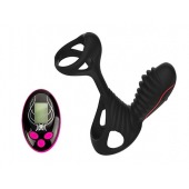 Чёрная насадка на фаллос Gladiator + LRS  с трехкнопочным пультом управления - Adrien Lastic - в Люберцах купить с доставкой