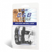 Утяжка на пенис на замочке Duo Cock And Ball Lock - BlueLine - купить с доставкой в Люберцах