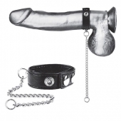 Утяжка на пенис с поводком Snap Cock Ring With 12  Leash - BlueLine - купить с доставкой в Люберцах