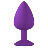 Большая фиолетовая анальная пробка Emotions Cutie Large с голубым кристаллом - 10 см. - Lola Games - купить с доставкой в Люберцах