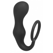 Чёрное эрекционное кольцо с анальной пробкой Double Pleasure Anal Plug - Lola Games - в Люберцах купить с доставкой