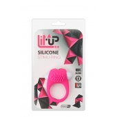 Розовое эрекционное кольцо с щеточкой LIT-UP SILICONE STIMU RING 5 - Dream Toys - в Люберцах купить с доставкой