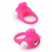 Розовое эрекционное кольцо с щеточкой LIT-UP SILICONE STIMU RING 5 - Dream Toys - в Люберцах купить с доставкой