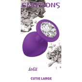 Большая фиолетовая анальная пробка Emotions Cutie Large с прозрачным кристаллом - 10 см. - Lola Games - купить с доставкой в Люберцах