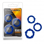 Набор из 3 синих эрекционных колец Stay Hard Beaded Cockrings - Blush Novelties - в Люберцах купить с доставкой