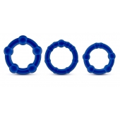 Набор из 3 синих эрекционных колец Stay Hard Beaded Cockrings - Blush Novelties - в Люберцах купить с доставкой