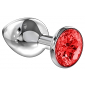 Большая серебристая анальная пробка Diamond Red Sparkle Large с красным кристаллом - 8 см. - Lola Games - купить с доставкой в Люберцах