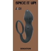 Серое эрекционное кольцо Sensation с анальным стимулятором - Lola Games - в Люберцах купить с доставкой