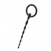 Чёрный уретральный плаг с кольцом - ToyFa - купить с доставкой в Люберцах