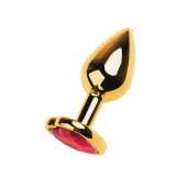 Золотистая анальная пробка с кристаллом-сердцем - 7,5 см. - ToyFa - купить с доставкой в Люберцах