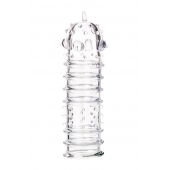 Прозрачная насадка на пенис TOYFA A-Toys с ребрами и точками - 15,3 см. - A-toys - в Люберцах купить с доставкой