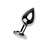 Серебристая анальная пробка с прозрачным кристаллом-сердцем - 8 см. - ToyFa - купить с доставкой в Люберцах