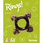 Чёрное эрекционное кольцо Rings Screw - Lola Games - в Люберцах купить с доставкой