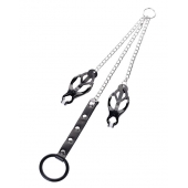 Черно-серебристые зажимы для сосков с кольцом для пениса TOYFA Metal - ToyFa - купить с доставкой в Люберцах