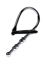 Серебристый уретральный плаг-бусины TOYFA Metal с мягким фиксириющим кольцом - ToyFa - купить с доставкой в Люберцах