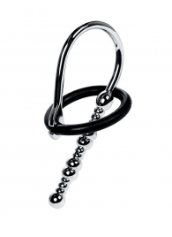 Серебристый уретральный плаг-бусины TOYFA Metal с мягким фиксириющим кольцом - ToyFa - купить с доставкой в Люберцах