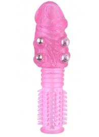 Стимулирующая розовая насадка с шишечками и шипами - 13,5 см. - Toyfa Basic - в Люберцах купить с доставкой