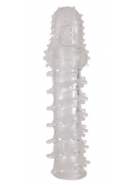 Прозрачная, закрытая насадка с шипами и точками - 13,5 см. - Toyfa Basic - в Люберцах купить с доставкой