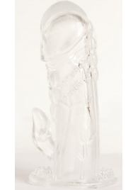 Прозрачная гелевая насадка с клиторальным отростком - 13 см. - Toyfa Basic - в Люберцах купить с доставкой