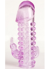 Закрытая фиолетовая насадка с 2 отростками - 13 см. - Toyfa Basic - в Люберцах купить с доставкой