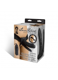 Полый страпон с двумя отростками и вибрацией Unisex Vibrating Hollow Strap-On Double Penetrating Dildo - 17,8 см. - Lux Fetish - купить с доставкой в Люберцах