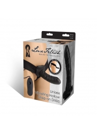 Чёрный полый страпон с вибрацией Unisex Vibrating Hollow Strap-On - 14 см. - Lux Fetish - купить с доставкой в Люберцах