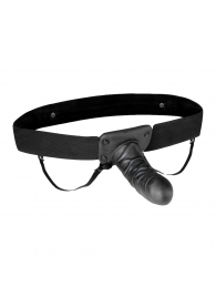 Чёрный полый страпон с вибрацией Unisex Vibrating Hollow Strap-On - 14 см. - Lux Fetish - купить с доставкой в Люберцах