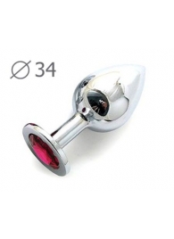 Коническая серебристая анальная втулка с малиновым кристаллом - 8,2 см. - Anal Jewelry Plug - купить с доставкой в Люберцах