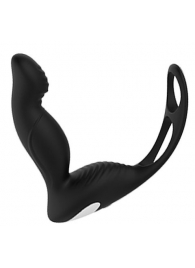 Черный вибромассажер простаты P-PLEASER W ERECTION ENHANCE - Dream Toys - в Люберцах купить с доставкой