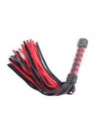 Черно-красная клеть с плетеной ручкой с ромбовидным узором - 45 см. - БДСМ Арсенал - купить с доставкой в Люберцах