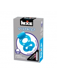 Голубое эрекционное виброкольцо Luxe VIBRO  Дьявол в доспехах  + презерватив - Luxe - в Люберцах купить с доставкой