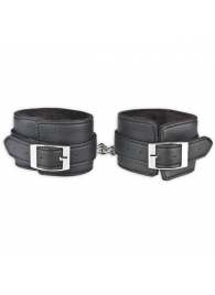 Черные фиксаторы для ног на цепи с мехом внутри - Lux Fetish - купить с доставкой в Люберцах