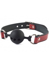 Кляп-шар на черно-красных кожаных ремешках - Sitabella - купить с доставкой в Люберцах