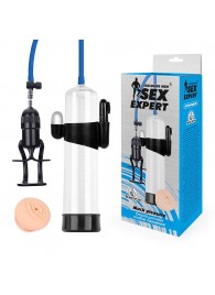 Прозрачная вакуумная вибропомпа Sex Expert с насадкой-вагиной - Sex Expert - в Люберцах купить с доставкой