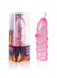 Закрытая рельефная насадка Crystal sleeve snakes в виде змеи с усиками - 14 см. - Erowoman-Eroman - в Люберцах купить с доставкой