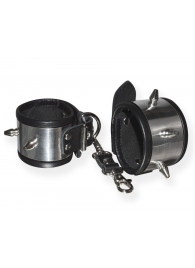 Серебристо-черные наручники с шипами и металлическим блеском - Sitabella - купить с доставкой в Люберцах