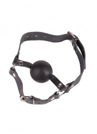 Чёрный кляп-шар на кожаных ремешках с пряжкой - Sitabella - купить с доставкой в Люберцах