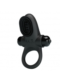 Черное эрекционное виброкольцо в клиторальной щеточкой Vibrant Penis Ring II - Baile - в Люберцах купить с доставкой