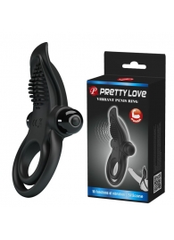 Черное силиконовое эрекционное кольцо с вибрацией и подхватом мошонки - Baile - в Люберцах купить с доставкой