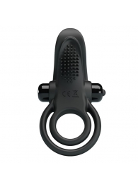 Черное силиконовое эрекционное кольцо с вибрацией и подхватом мошонки - Baile - в Люберцах купить с доставкой