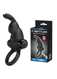 Черное эрекционное кольцо с выступом-зайчиком для стимуляции клитора - Baile - в Люберцах купить с доставкой