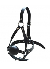 Черный кляп-шар со сбруей на голову из кожи - Sitabella - купить с доставкой в Люберцах